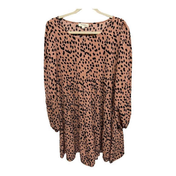 EE: Some Follow Me Into The Jungle long Sleeve Animal Print Dress Size Large NWT - Picture 1 of 6